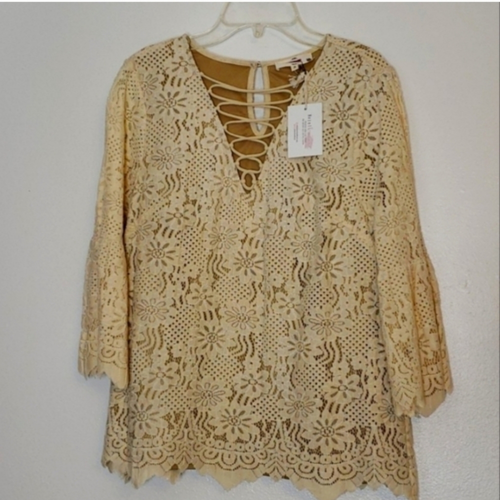 Entro Dream Catcher Crocket Cream Lace Bohemian Top Vintage Summer RARE - Picture 9 of 9